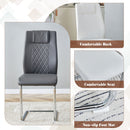 Table and chair set.63*31.4 Inch Pandora Patterned Sintered Stone Dining Table Set - 6 Dark Gray Chairs With Silver Metal Legs.Modern Light Luxury.Perfect For Dinner Room,Meeting Room,Kitchen,etc.