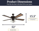 52 Inch Farmhouse LED Ceiling Fan Oil Rubbed Bronze