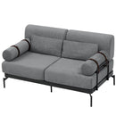 Modern Loveseat Sofa 59' Sofa Couch 2-Seater with USB Ports, Unique Cylindrical Armrests, Grey Chenille