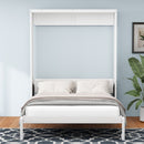 Full Size Murphy Bed with 2 Side Cabinet Storage Shelves, 61.5-inch Cabinet Bed Folding Wall Bed with Desk Combo Perfect for Guest Room, Study, Office,White(old sku:BS7013008109C)