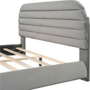 Queen Size Velvet Upholstered Platform Bed,Solid Frame and Stylish Curve-shaped Design, Gray