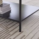 Upholstered Ottoman Coffee Table Foot Rest with Black Metal Legs and Wooden Storage, Faux Fur, Brown