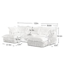 Slipcovered U Shape Sectional Deep Seat Sofa Couch, 3 Seater Sofa with French Edges Design Multiple Big Pillows, Modular Deep Seat Sectional Sofa Comfy Cloud Couch for Living Room, Apartment, Camel