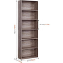6 Tier Open Bookcase Gray Freestanding For Bedroom Space