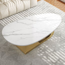 Modern Sintered Stone Tabletop Coffee Table with Stainless Steel Base - Elegant and Durable Living Room Centerpiece