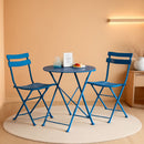 Peacock Blue 3 Piece Folding Bistro Set For Patio Garden