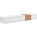 TV Stand and Coffee Table with Faux Marble, Walnut Wood Grain Finish, Set of 2, Modern Entertainment Center for TVs up to 88", Center Table with 2 Storage Drawers for Living Room, White