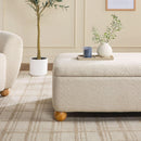 Contemporary Large Ivory Storage Ottoman With Legs