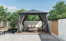 TREXM 10'x10' Hardtop Outdoor Gazebo with Polycarbonate Roof, Patio Gazebo with Aluminum Frame, Mosquito Netting and Privacy Screens for Shade and Rain, Backyard Tent for Backyard, Garden, Lawn (Grey)