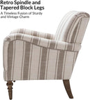 Tan Stripe Accent Chair With Wooden Legs For Living Room