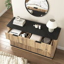Modern 6-Drawer Natural Wood MDF Cabinet with Metal Rounded Corners and Exquisite Handles – Multi-Functional Storage