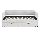 Daybed With Trundle And Storage Drawers, Flat Arms With Pocket