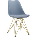 Modern Dining Chairs with Shell Lounge Plastic Seat and GOLDEN STEEL Legs KITEHCN chairs meeting room chairs living room,Set of 4, GREY