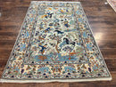 Persian Kashan Pictorial Rug 4.6 x 7, Hunting Scene, SIgned by Masterweaver, Animal Pictorials, Rare, Handmade, Wool, Vintage, Very Fine