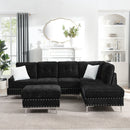 L-Shaped Sectional Sofa With Chaise And Storage Ottoman, Includes 2 Pillows