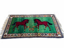 4 X 7 Handmade Rug Zagros Quality Wool Pictorial Horses Green Butterfly Colorful