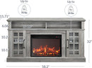 58 Inch Rustic TV Stand With Electric Fireplace And Storage