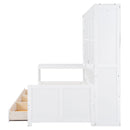 Twin Size Wooden Daybed With Three Drawers, and All-in-One Cabinet, Desk and Shelves, White