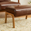 Rectangular Leather Ottoman Bench Twenty Four Point Five Inches Walnut