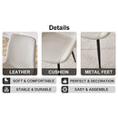 Light gray artificial leather backrest cushion dining chair, black metal legs, curved widened cushion design for more comfort, suitable for restaurants, kitchens, bedrooms, offices.(6 chairs) 0502