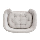 Elevated Dog Bed Frame for Small Dog, Corduroy Pet Couch Bed with Rubber Wood Legs and Supportive Foam, Beige, Easy Assembly