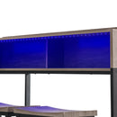 59 inch bar table, dining table, sofa table with power socket and LED light, 3 saddle stools, 4-piece bar table and chairs set for living room, dining room and kitchen