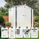 6X3.5FT Metal Storage Shed,Tool Shed with Pitched Roof Watertight with Positive Window and Lockable Door Compact Tool Shed for Garden, Backyard,Patio,Sundries and Bike Storage, White+Gray