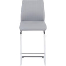 Light grey modern simple bar chair PU leather chrome metal pipe, restaurant, family bar chair set of 2