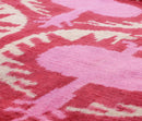 Handmade Silk Velvet Throw Pillow - 16x16, Red and Pink Traditional Design with Down Feather Insert