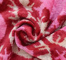 Handmade Silk Velvet Throw Pillow - 16x16, Red and Pink Traditional Design with Down Feather Insert