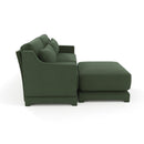 Elegant Green Chenille Two-Seater Sofa with Ottoman & Lumbar Pillows, Ergonomic Design, Easy Install