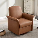 Swivel Accent Chair Modern Barrel Armchair with Wood Base for Bedroom Reading Waiting Living Room