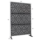 Outdoor & Indoor Privacy Screen Metal Privacy Screen 76' H×48' W, Freestanding Decorative Privacy Screen for Deck Balcony Patio, Privacy Fence Panels for Outside Lawn Garden PS115 BLACK