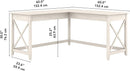 L-Shaped Desk 60W Linen White Oak Modern Farmhouse