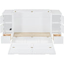 Full Size Murphy Bed with Drawers, Cabinets and USB Ports,White