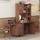 Computer Desk with 90 Degree Rotating Desktop, 43x70 Inch Office Desk with Storage Drawer and Cabinets, Gaming Desk with Shelves, Writing Desk for Study, Work Desk for Home Office Bedroom Living Room