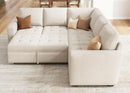 Beige Modular Sleeper Sectional Sofa With StorageBin