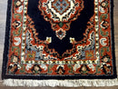 Small Indo Persian Rug 2x3, Navy Blue & Terracotta, Wool, Handmade