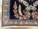 Antique Persian Kerman Rug 2.8 x 4, Navy Blue, Floral