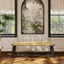 Farmhouse Modern Solid Wood Rattan Bench - Multi-Functional Design Walnut Finish 59 Inch Indoor & Covered Outdoor Bench