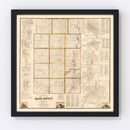 Vintage Map of Kane County, Illinois 1860