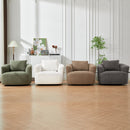 360° Swivel Barrel Sofa Chair with Throw Pillow, Chenille Upholstered Accent Chair, Beige, 38.2'