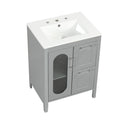 24' Bathroom Vanity with Sink, Bathroom Vanity Cabinet with Two Drawers and Door, Adjustable Shelf, Solid Wood and MDF, Grey (Old Sku:WF309411AAE)