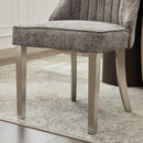 Rayon Cloth Flocking Chenille Dining Chairs Channel Kitchen Dinner Chair Comfy Fabric Upholstered Accent Chair for Dining Room with Silver Brushed Stainless Steel Legs,Set of 2 (Gray), SW1747GY