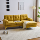 Modern Velvet L-Shaped Sectional Sofa for Living Room or Bedroom, Yellow, 82.6'