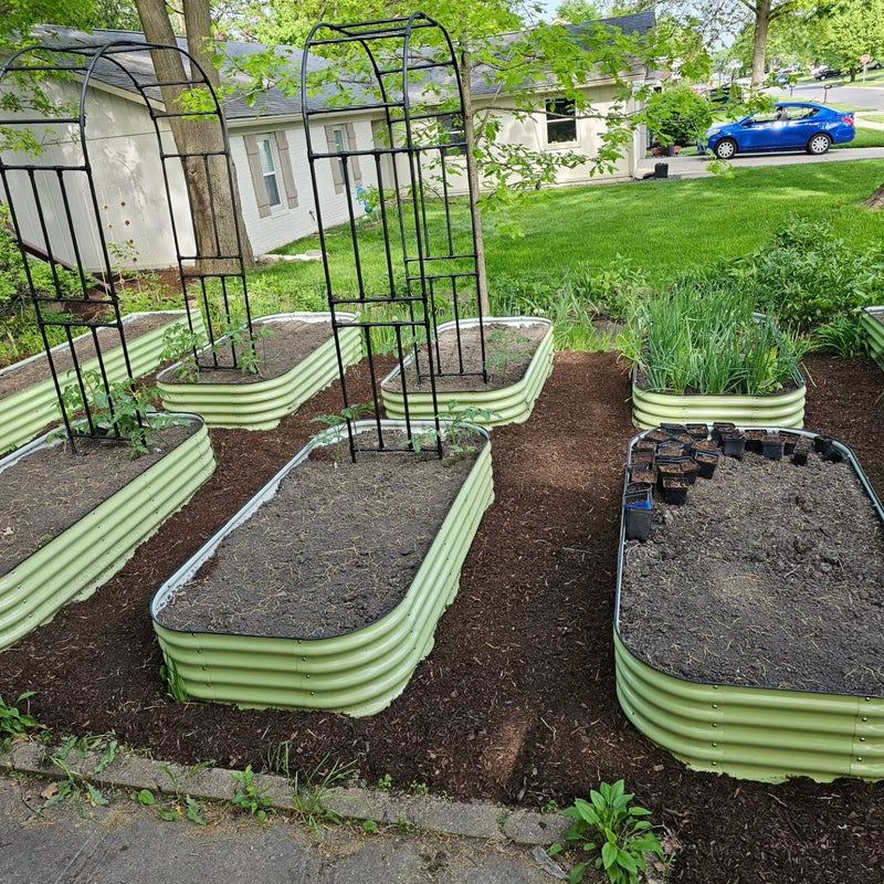 17" Tall, 12-in-1 Metal Raised Garden Bed in Sage Green