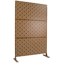 Freestanding Decorative Privacy Screen for Deck Balcony Patio, Metal Privacy Screen 76' H×48' W, Brown