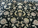 9' X 12' Vintage Handmade Fine Chinese Oriental Floral Wool Rug Silk Black