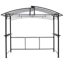 Grill Gazebo 8X5Ft, Outdoor Patio Canopy, Bbq Shelter With Steel Hardtop And Side Shelves - Black