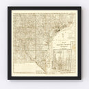Vintage Map of Wayne County, Michigan 1855